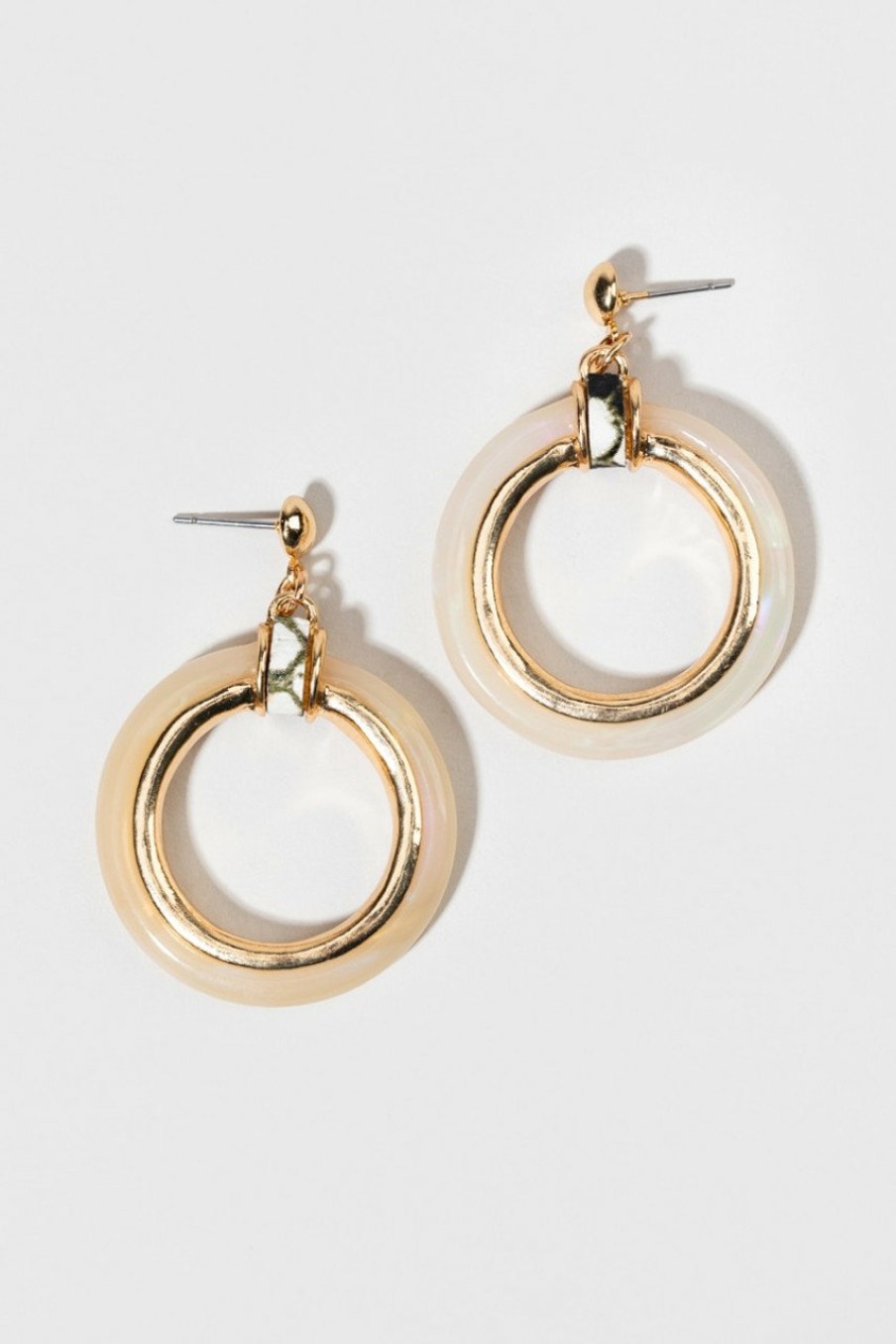 Francesca's Lola Thick Resin Circle Drop Earrings Ivory Earrings