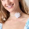 Francesca's Kristy Mini Crochet Rosette Necklace Ivory Necklaces