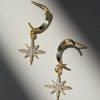 Francesca's Luxe 14K Plated Cz Star Moon Earrings Gold Earrings