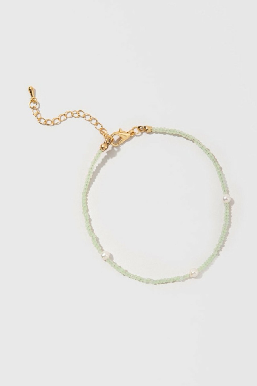 Francesca's Alexandra Cat Eye Pearl Anklet Mint Anklets