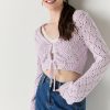 Francesca's Belle Keyhole Crochet Cardigan Tops