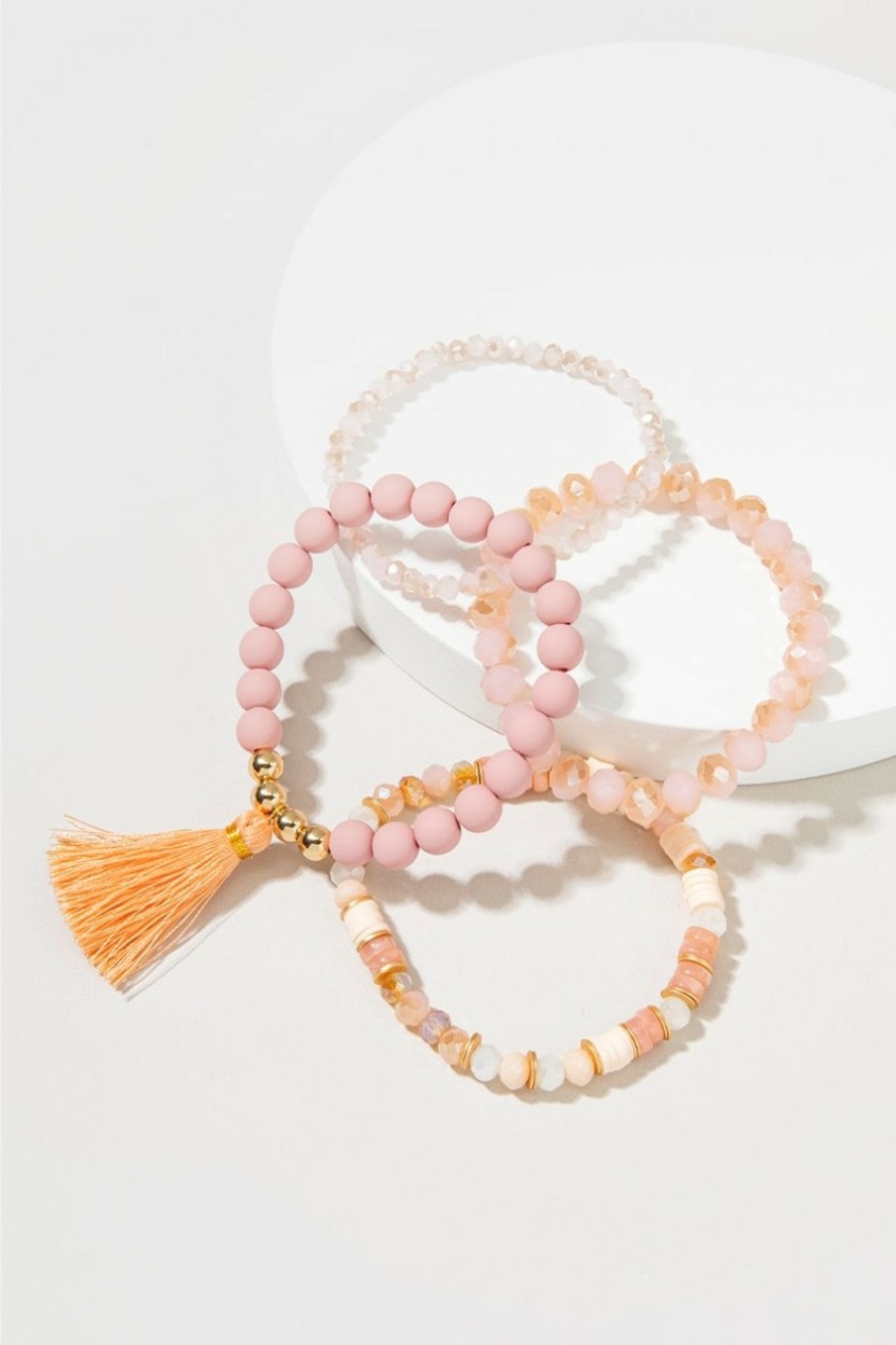 Francesca's Jill Beaded Bracelet Set Pink Bracelets