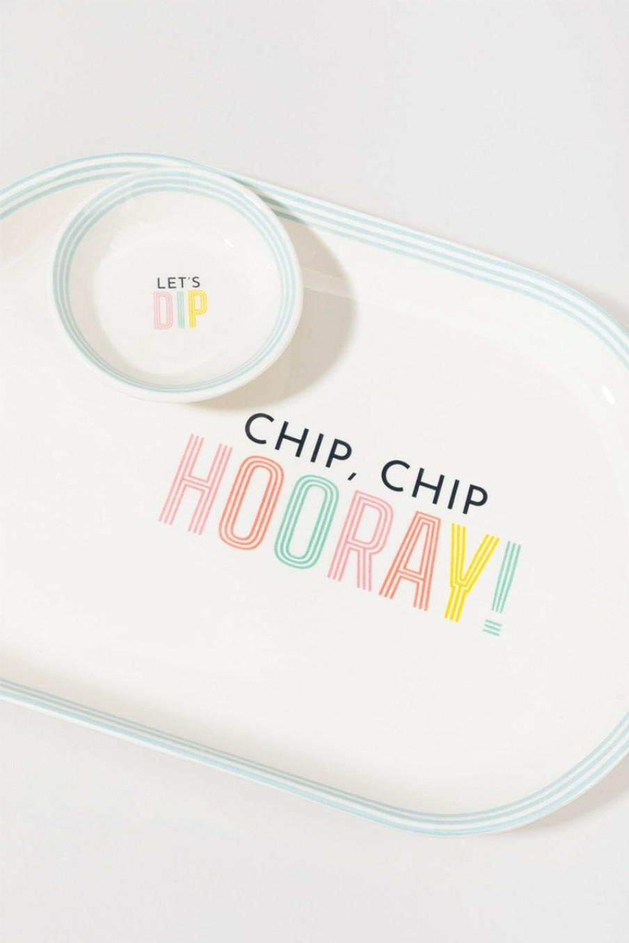 Francesca's Chip Chip Hooray Ceramic Platter And Bowl Multi Drinkware