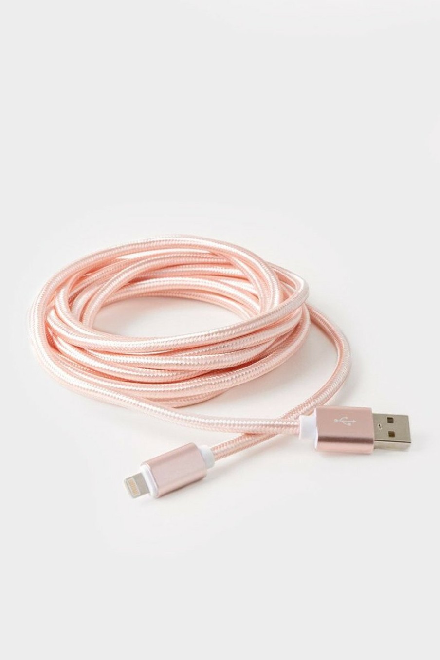 Francesca's Braided Metallic Charging Cable Pink Tech