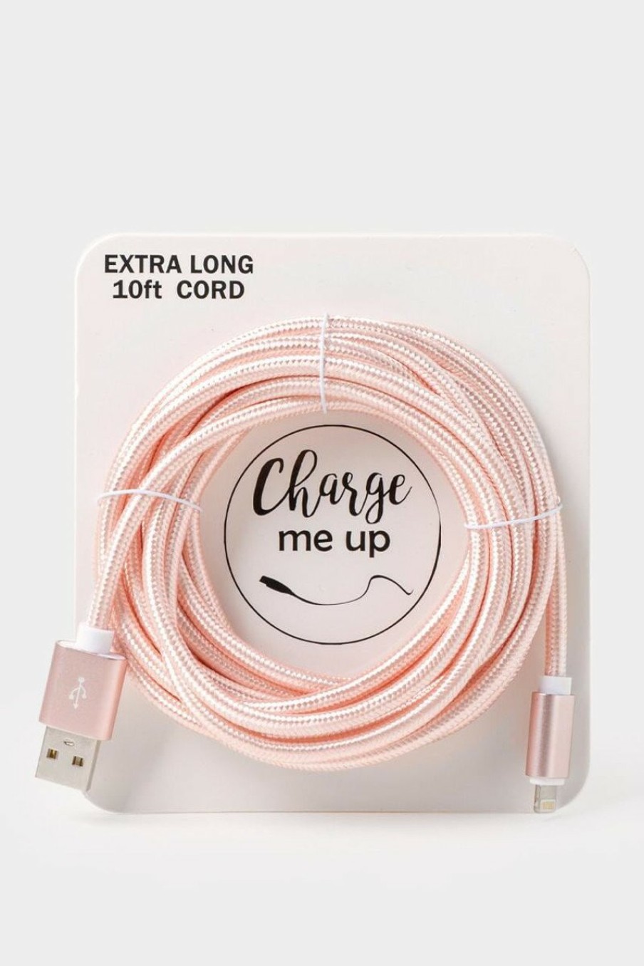 Francesca's Braided Metallic Charging Cable Pink Tech