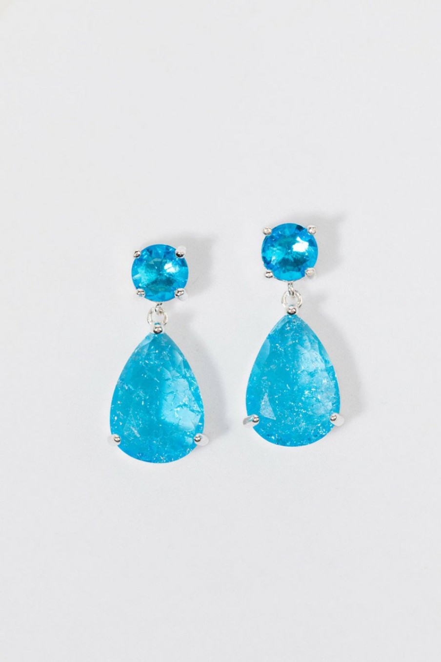 Francesca's Anna Crackle Small Drop Earrings Blue Earrings