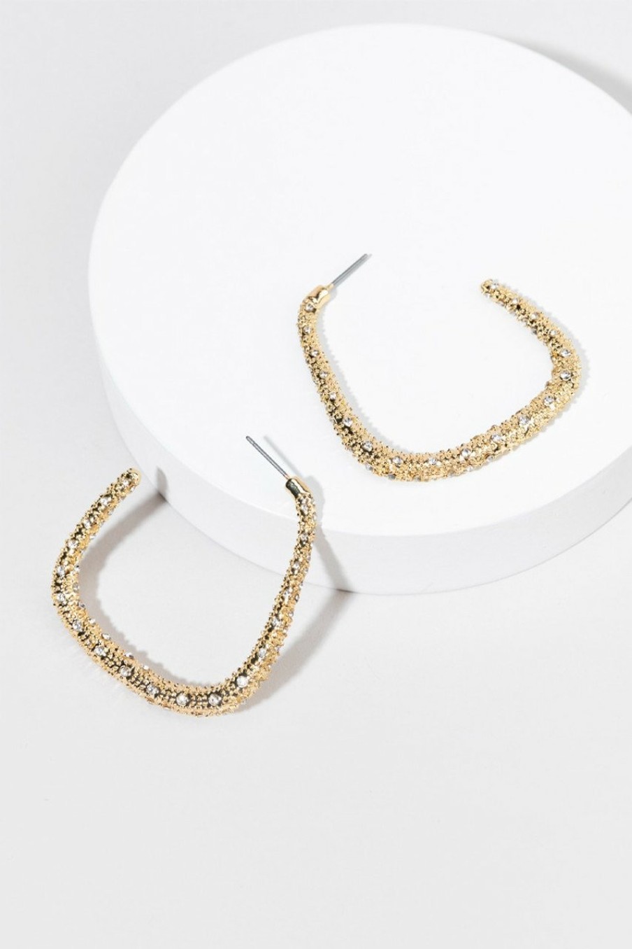 Francesca's Edith Pave Encrusted Large Square Hoops Crystal Earrings