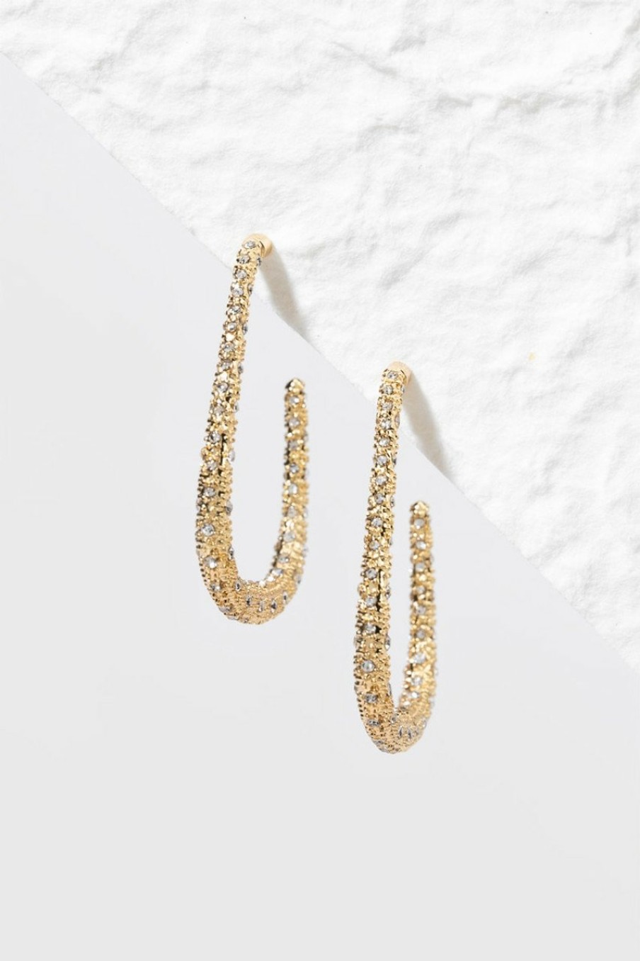 Francesca's Edith Pave Encrusted Large Square Hoops Crystal Earrings