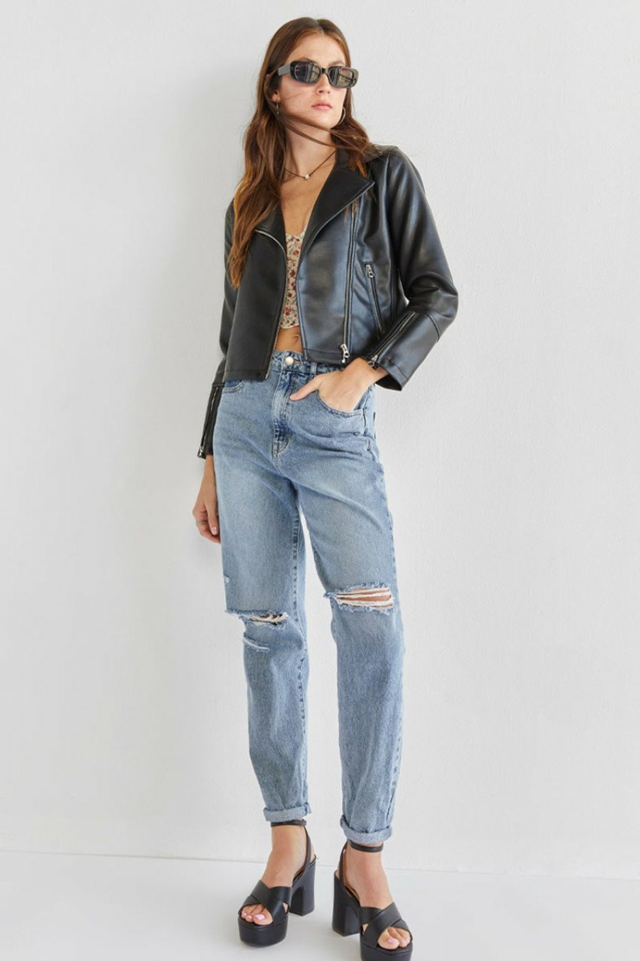 Francesca's Evette Moto Jacket Jackets