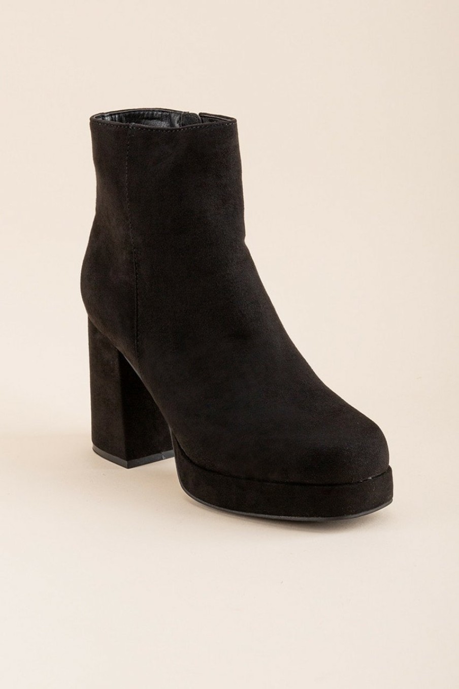 Francesca's Sugar Warrant Micro Suede Boots Black Boots