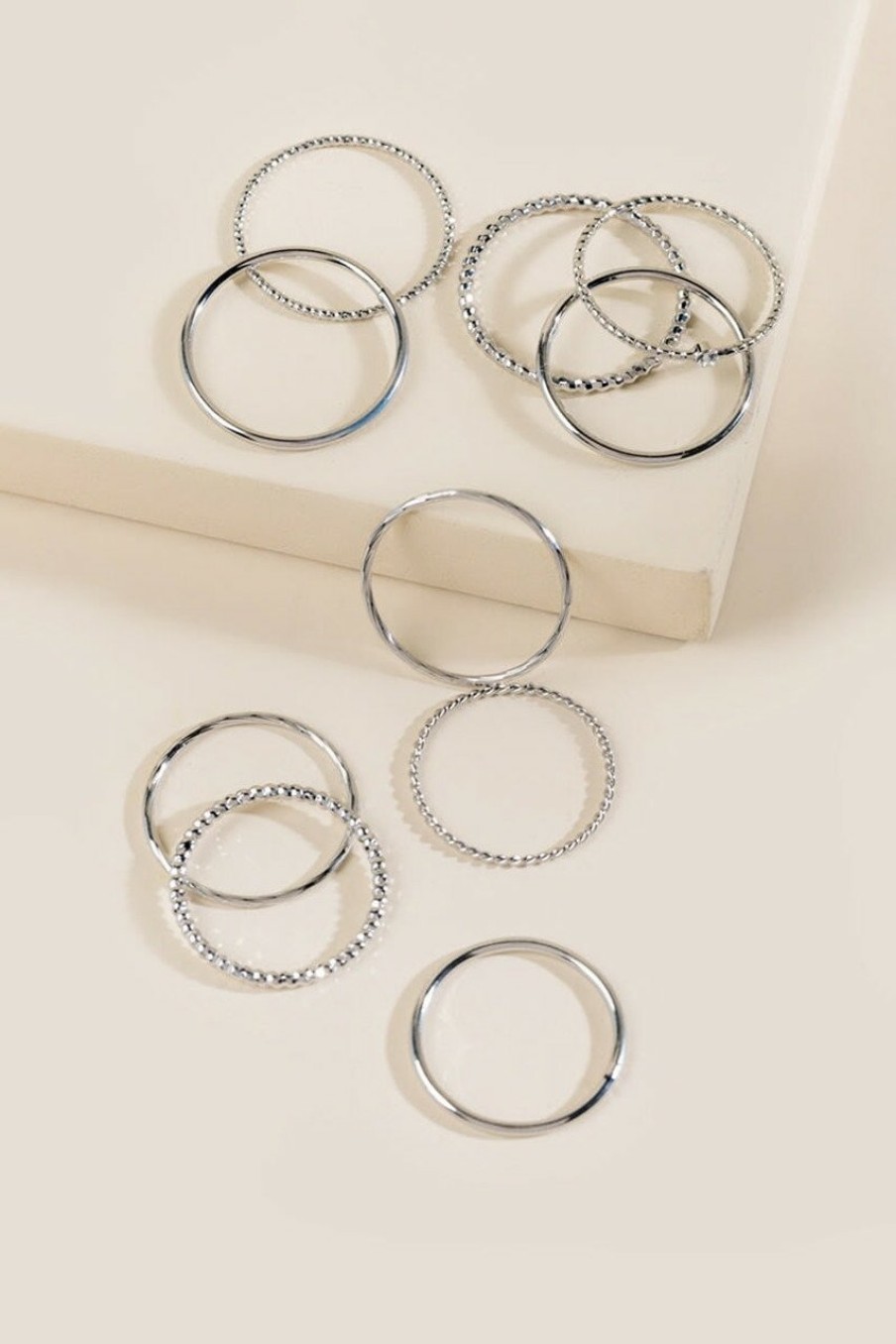 Francesca's Hannah Metal Ring Set In Silver Rings