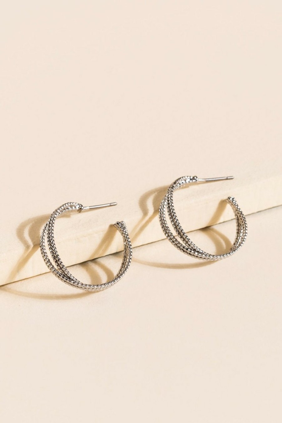 Francesca's Christine Criss Cross Hoop Earrings Silver Earrings