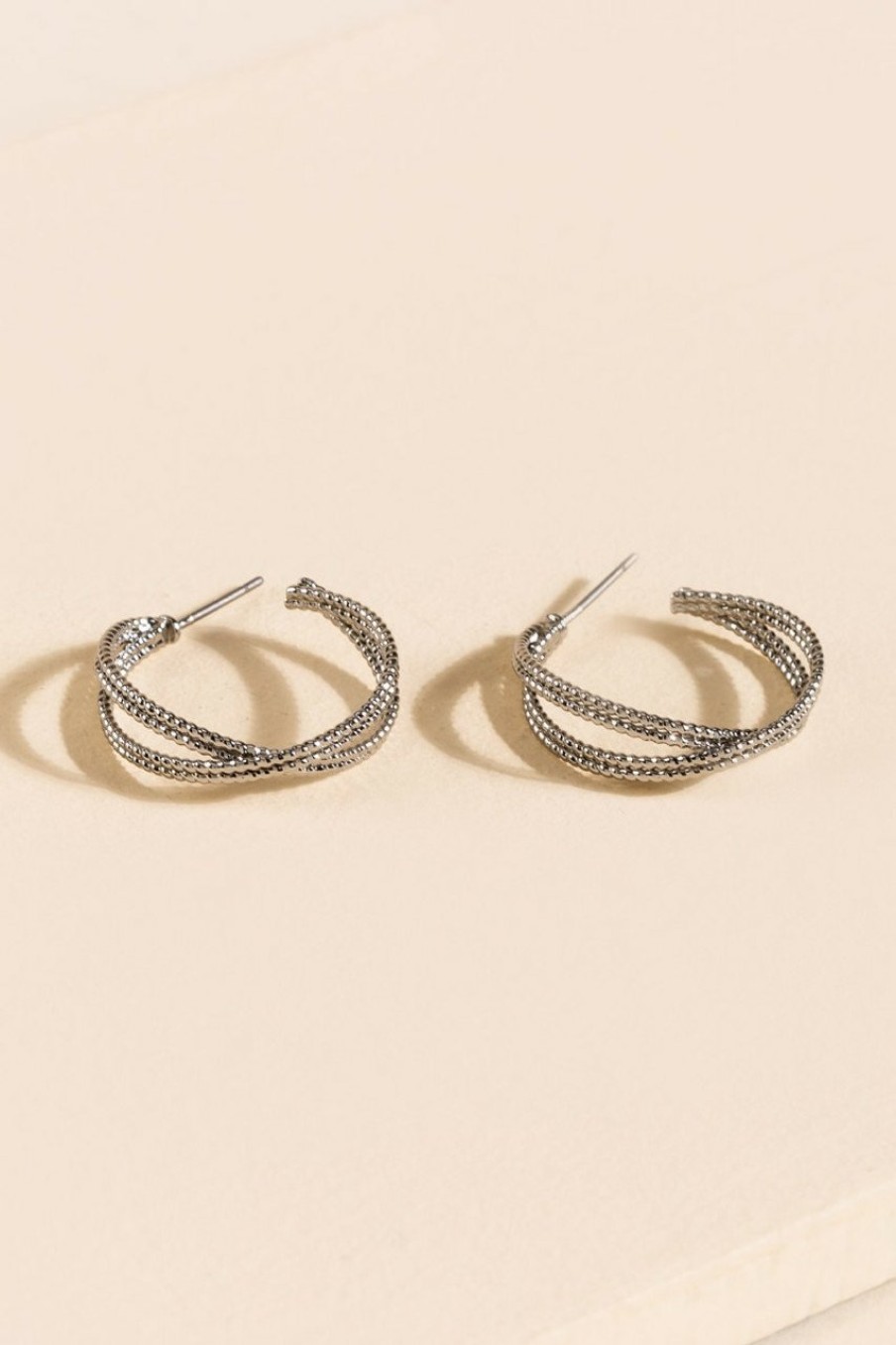 Francesca's Christine Criss Cross Hoop Earrings Silver Earrings