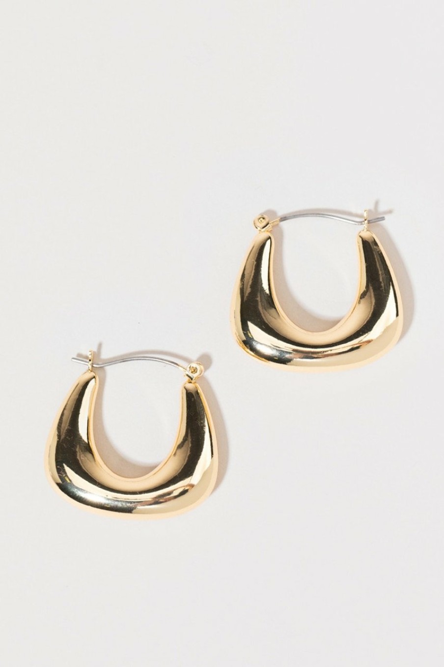 Francesca's Vanessa Puffy Soft Square Top Click Hoops Gold Earrings