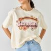 Francesca's Sunshine Rainbow Graphic Tee Taupe Tops