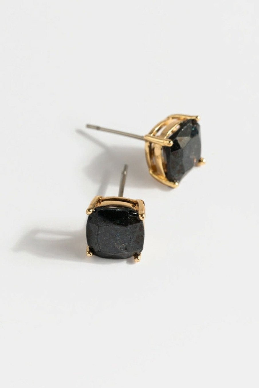 Francesca's Sandra Crackle Stone Stud Earrings Black Earrings