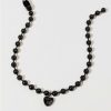 Francesca's Evelyn Metal Ball Heart Pendant Necklace Black Necklaces