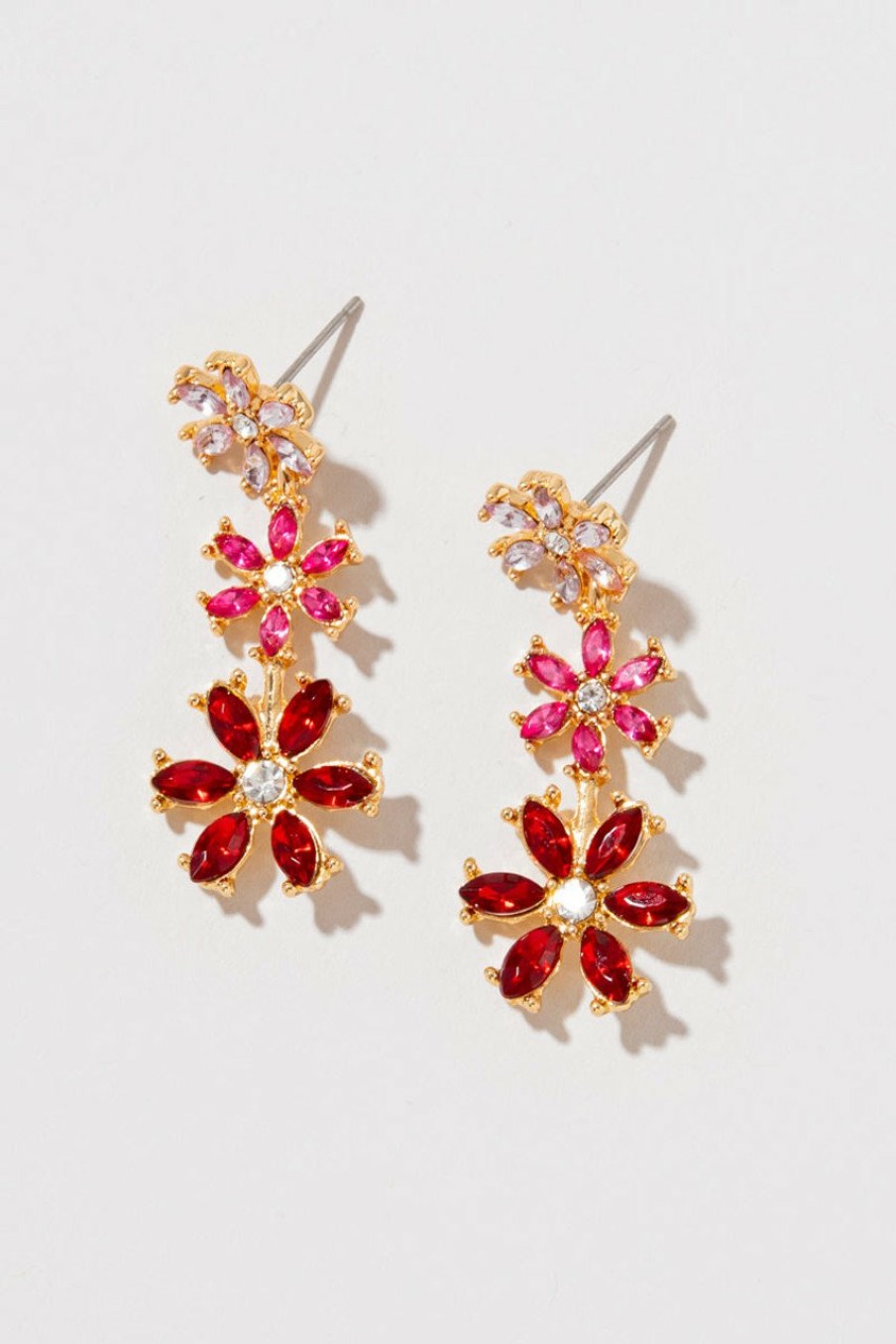 Francesca's Philadelphia Gradient Flower Earrings Red Earrings