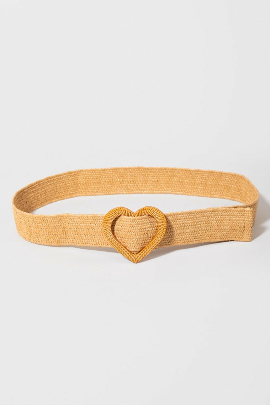 Francesca's Rena Straw Heart Buckle Belt Natural Belts