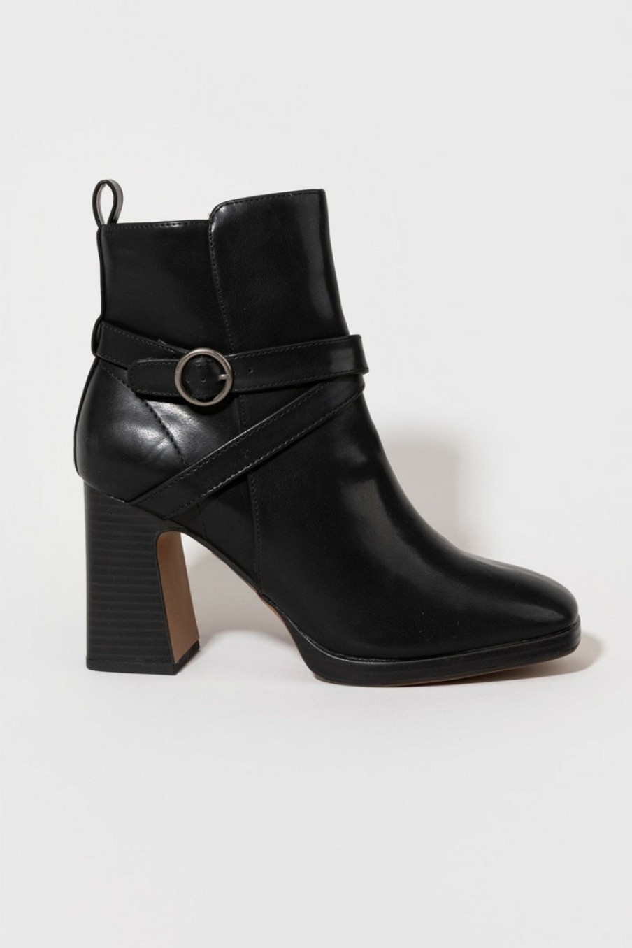 Francesca's Axel Side Buckle Boots Black Boots