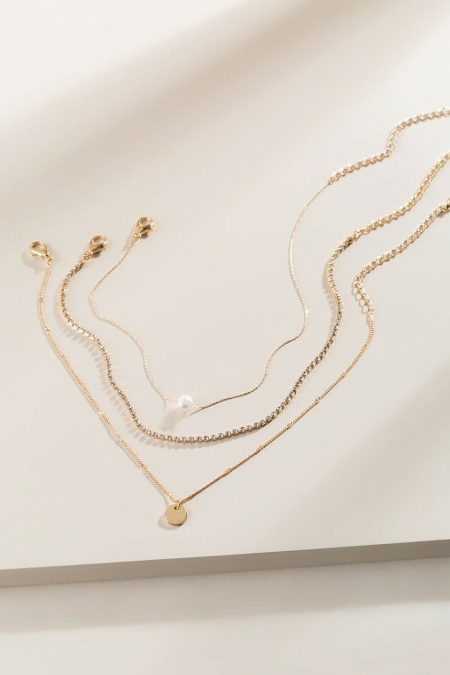 Francesca's Tracey Triple Layered Choker Gold Necklaces