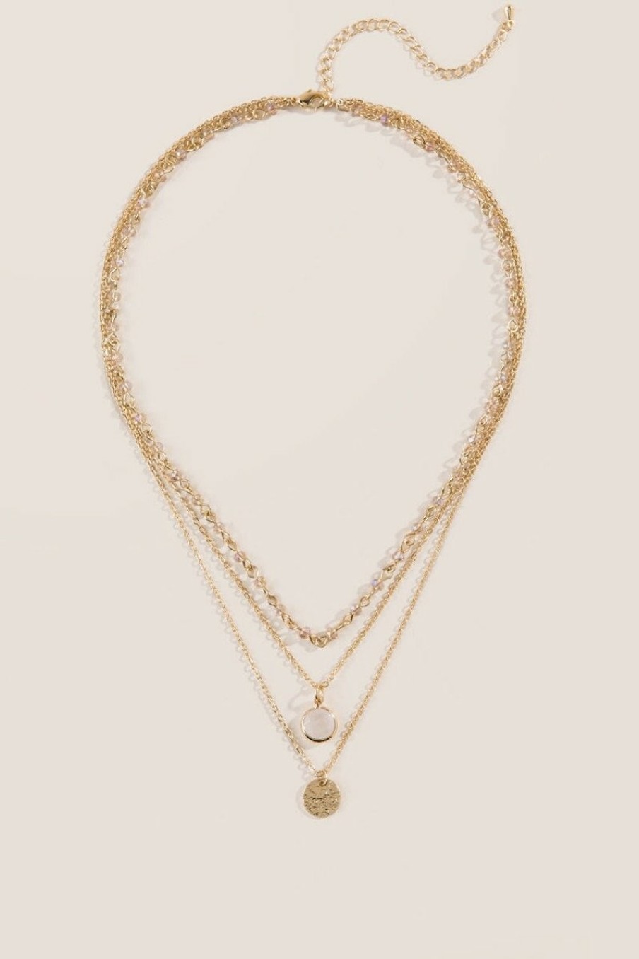 Francesca's Zari Quartz Multi-Strand Necklace Champagne Necklaces