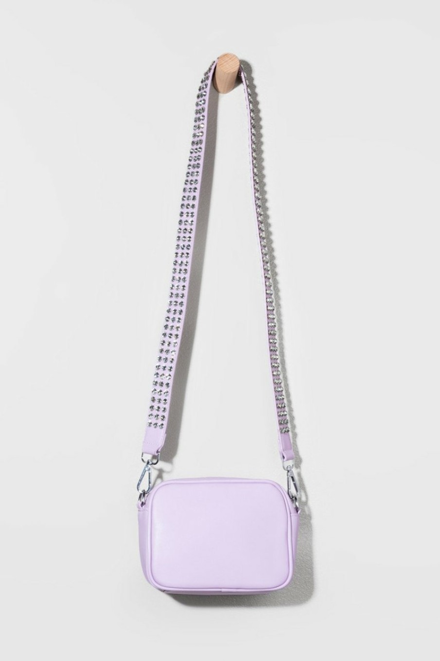 Francesca's Miranda Studded Strap Vegan Leather Camera Bag Lavender Bags & Wallets