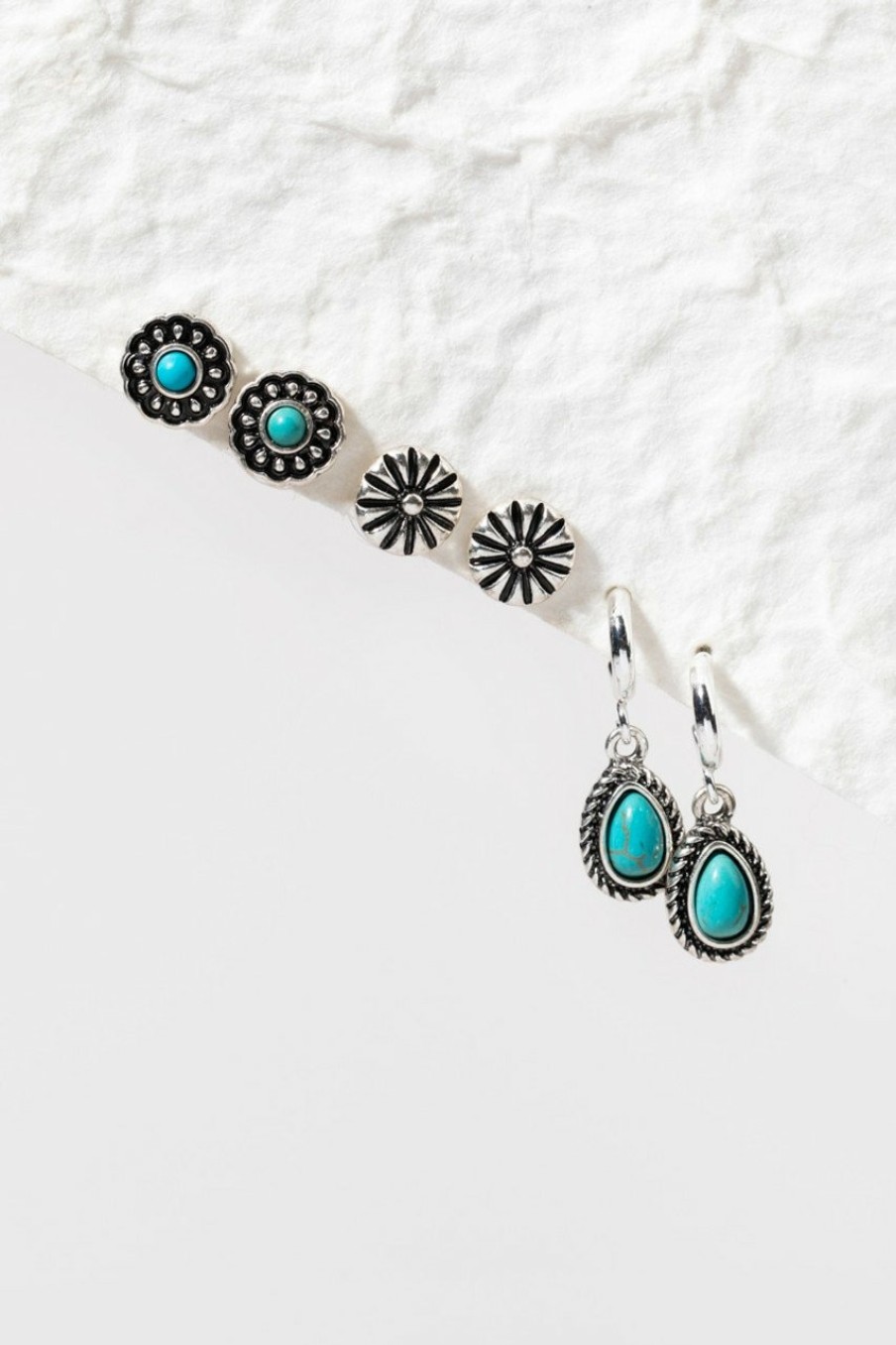 Francesca's Jenna Western Charm Earring Set Turquoise Earrings