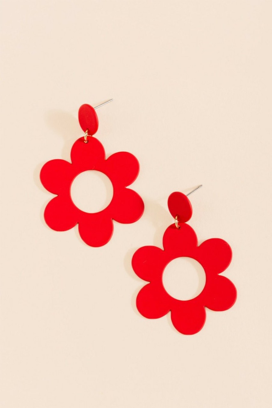 Francesca's Aaliyah Open Flower Drop Earrings Earrings