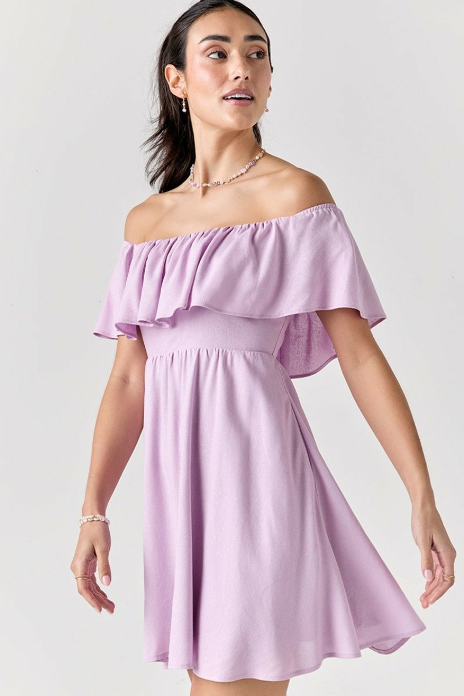 Francesca's Annie Off Shoulder Flounce Dress Dresses