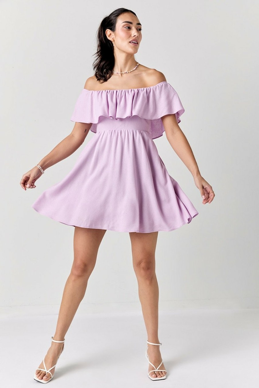 Francesca's Annie Off Shoulder Flounce Dress Dresses