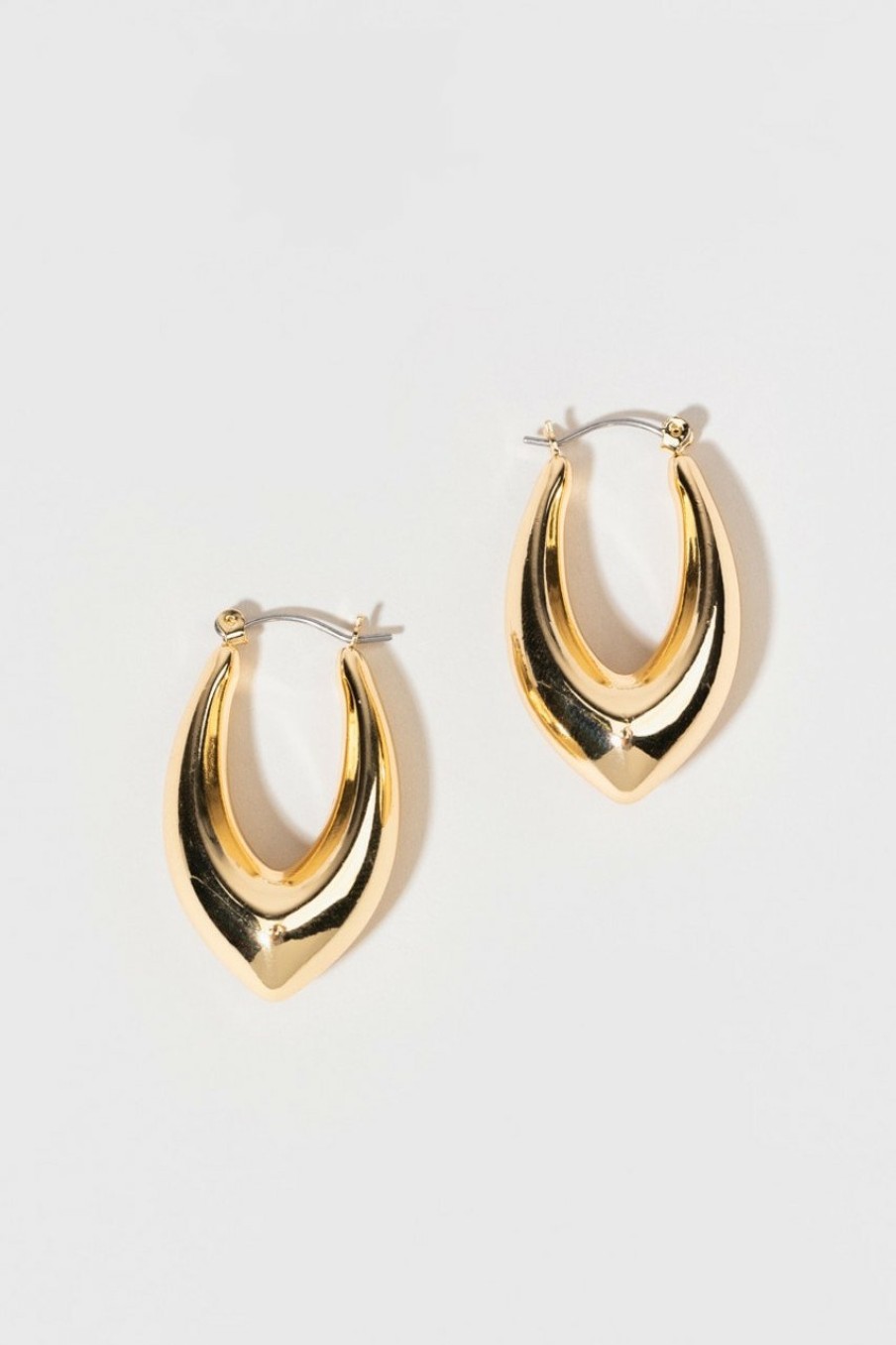 Francesca's Shelly Horn Shape Click Top Hoop Gold Earrings