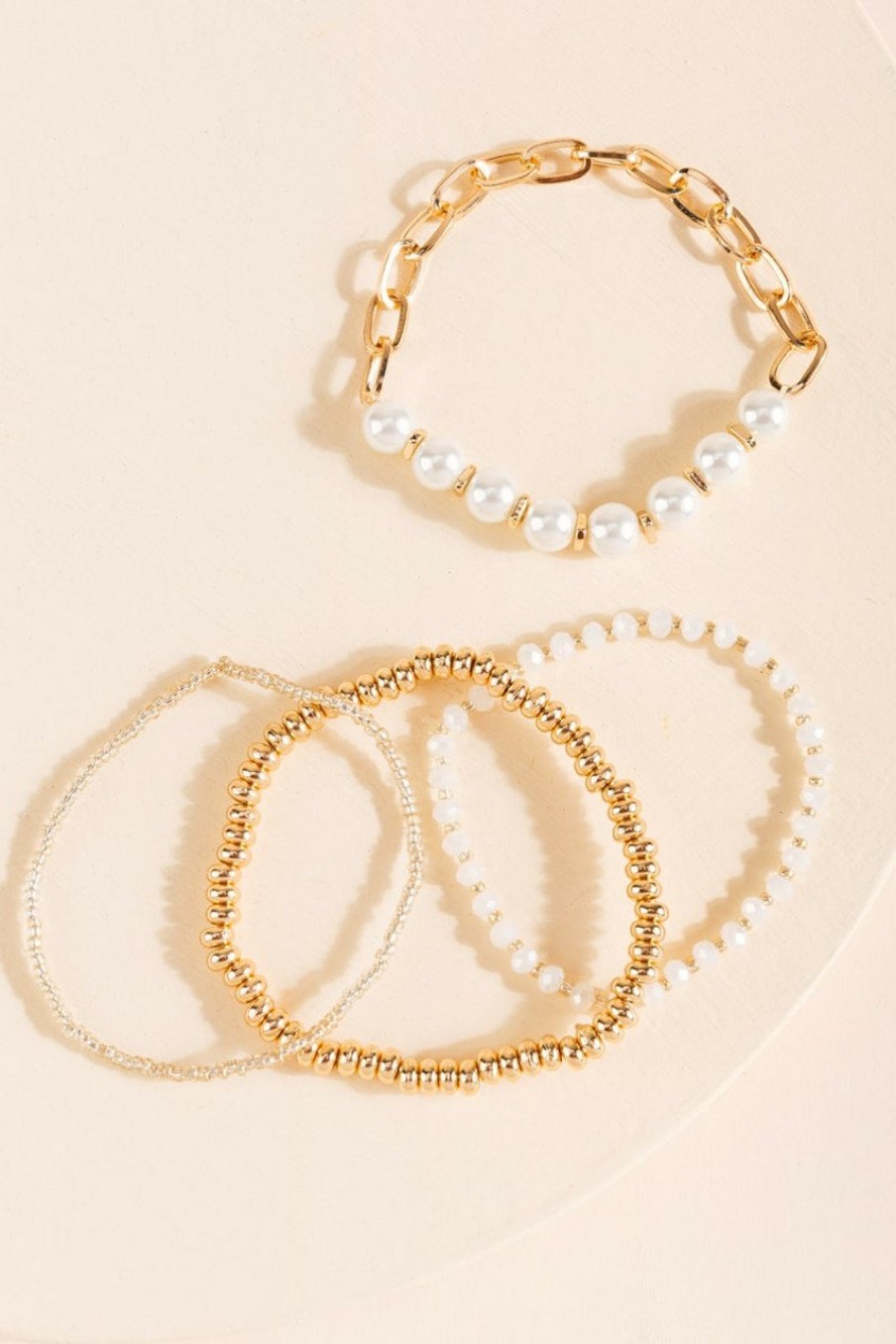 Francesca's Sena Beaded Peal Bracelet Set Pearl Bracelets