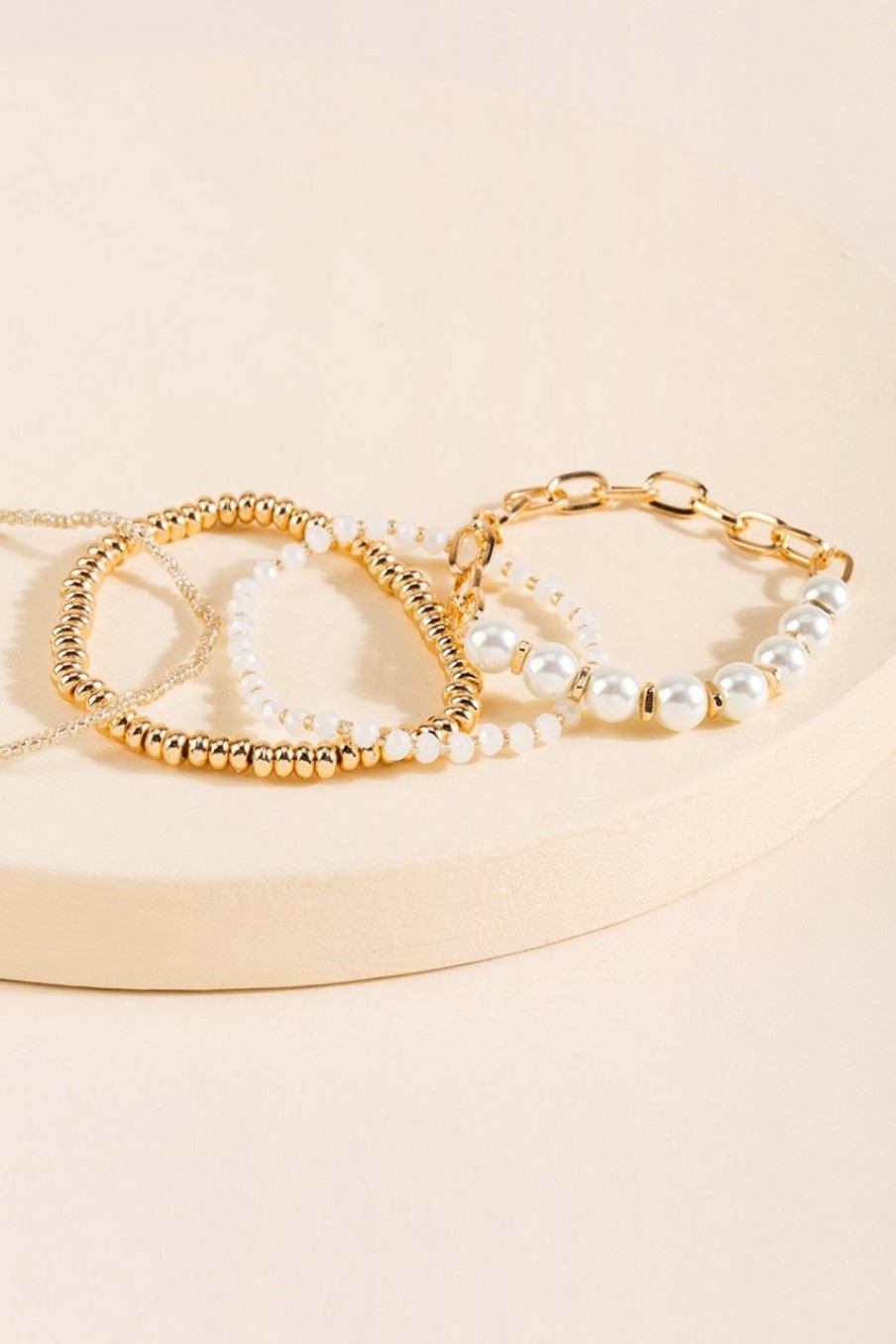 Francesca's Sena Beaded Peal Bracelet Set Pearl Bracelets