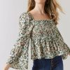 Francesca's Evangelina Paisley Blouse Ivory Tops