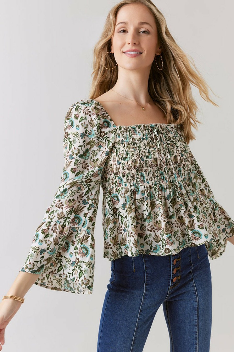 Francesca's Evangelina Paisley Blouse Ivory Tops