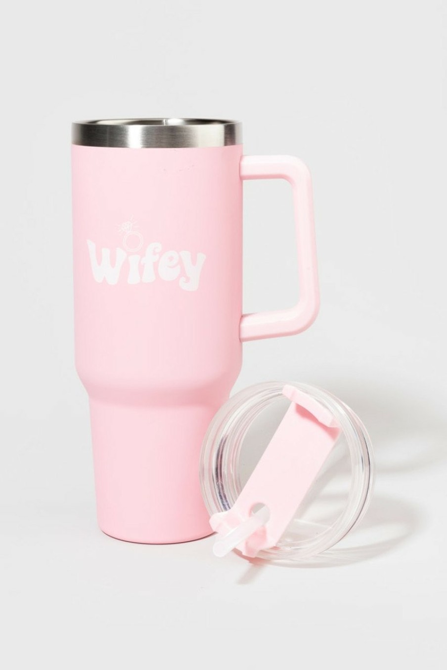 Francesca's Wifey Tumbler Drink Container Pink Drinkware