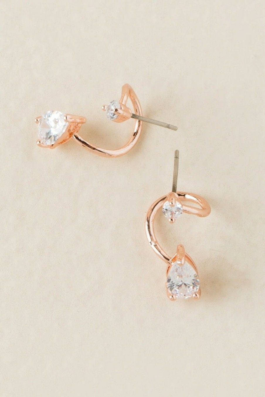 Francesca's Dinah Cubic Zirconia Spiral Studs Rose Gold Earrings