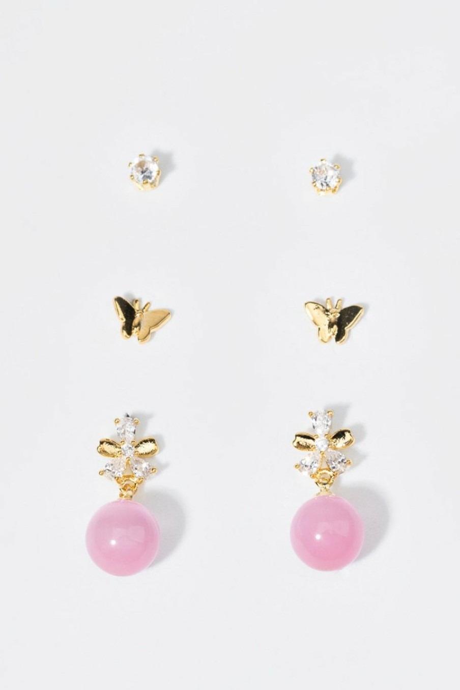 Francesca's Sophia Mixed Delicate Earring Set Pink Earrings