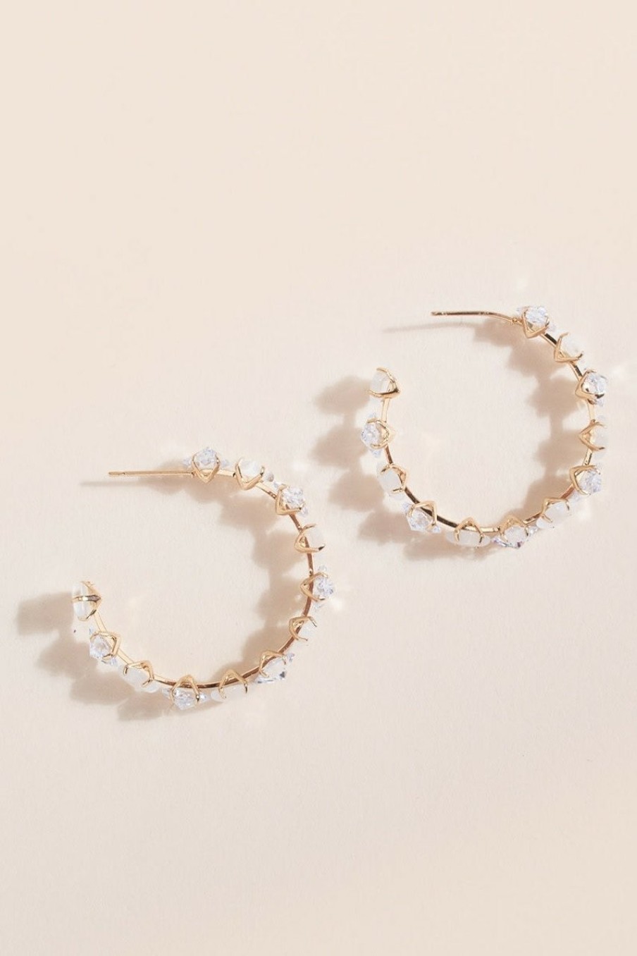 Francesca's Nadia Stone Hoop Earrings Crystal Earrings