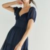 Francesca's Ellen Casual Dotted Corset Mini Dress Navy Dresses