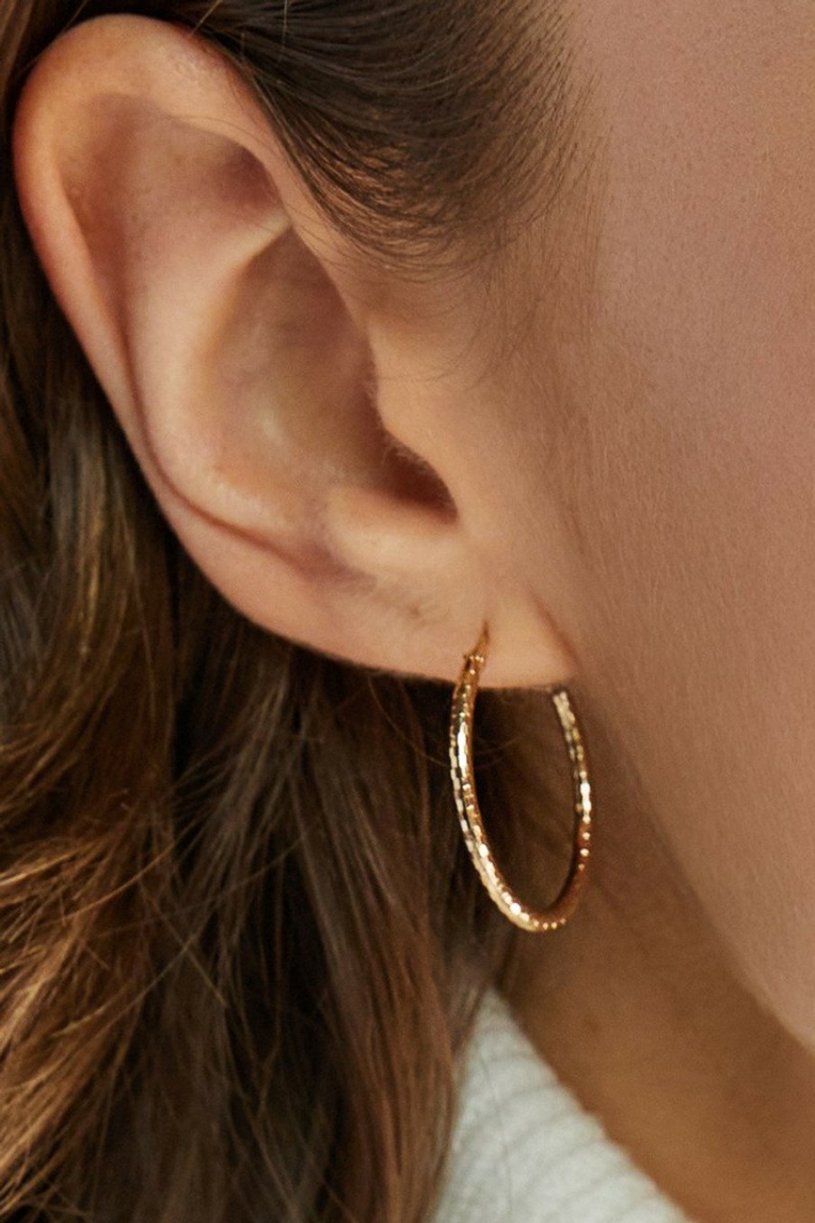 Francesca's Abigail Textured Hoop Set Gold Earrings