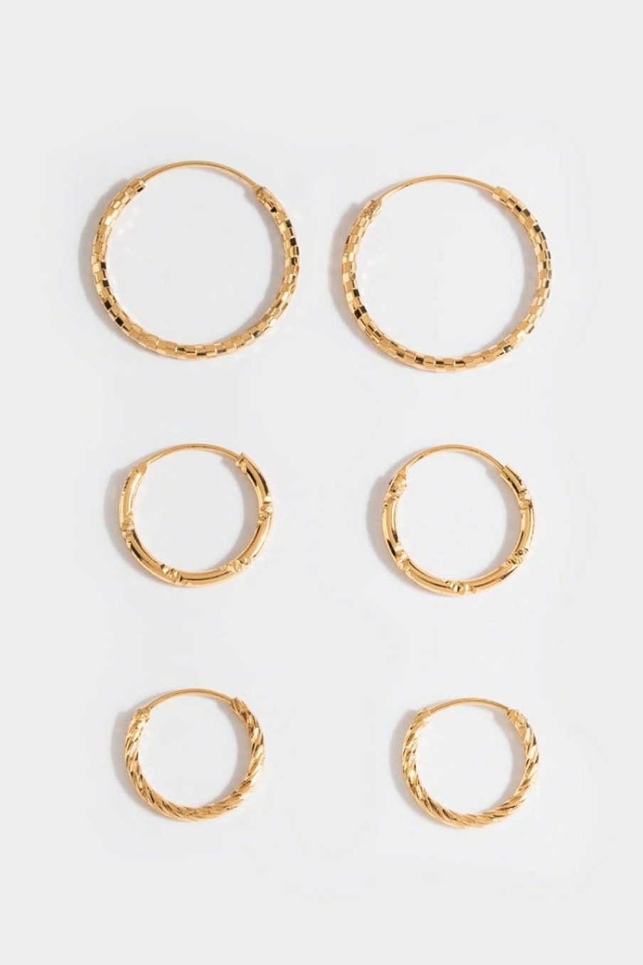 Francesca's Abigail Textured Hoop Set Gold Earrings