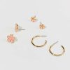 Francesca's Elvira Flower And Gold Earring Set Pink Earrings