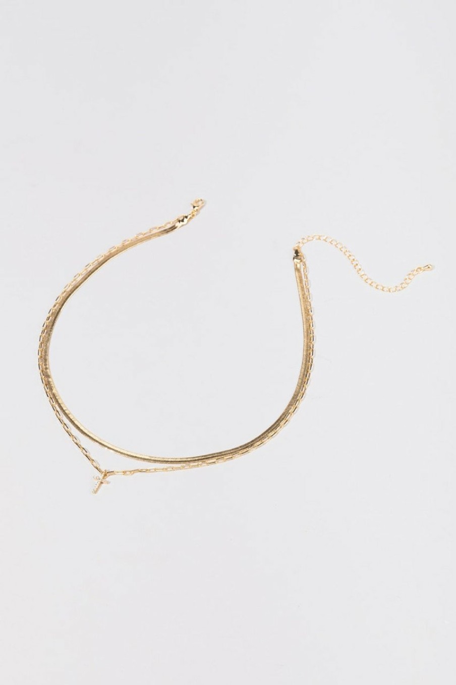 Francesca's Dana En Snake Cross Necklace Gold Necklaces