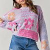 Francesca's Debi Mixed Pattern Pullover Multi Tops