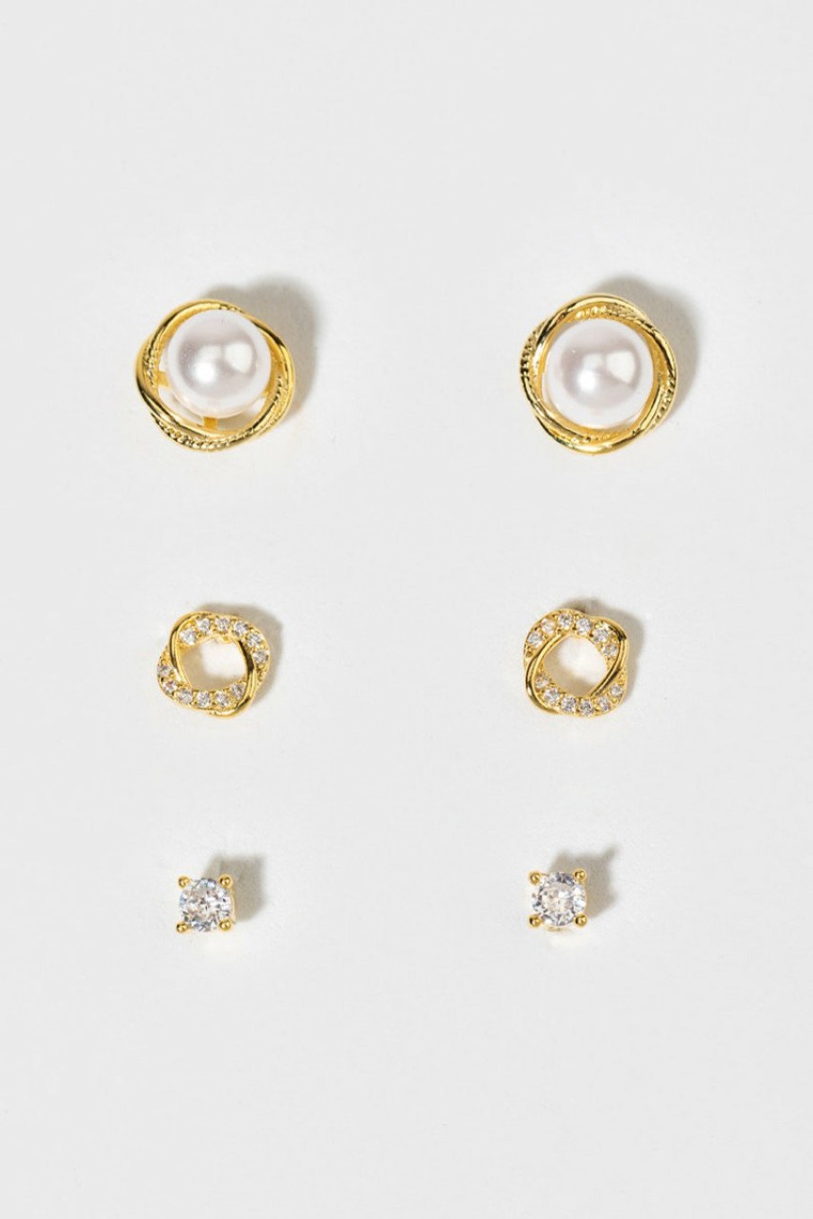 Francesca's Layne Vintage Stud Earring Set Pearl Earrings