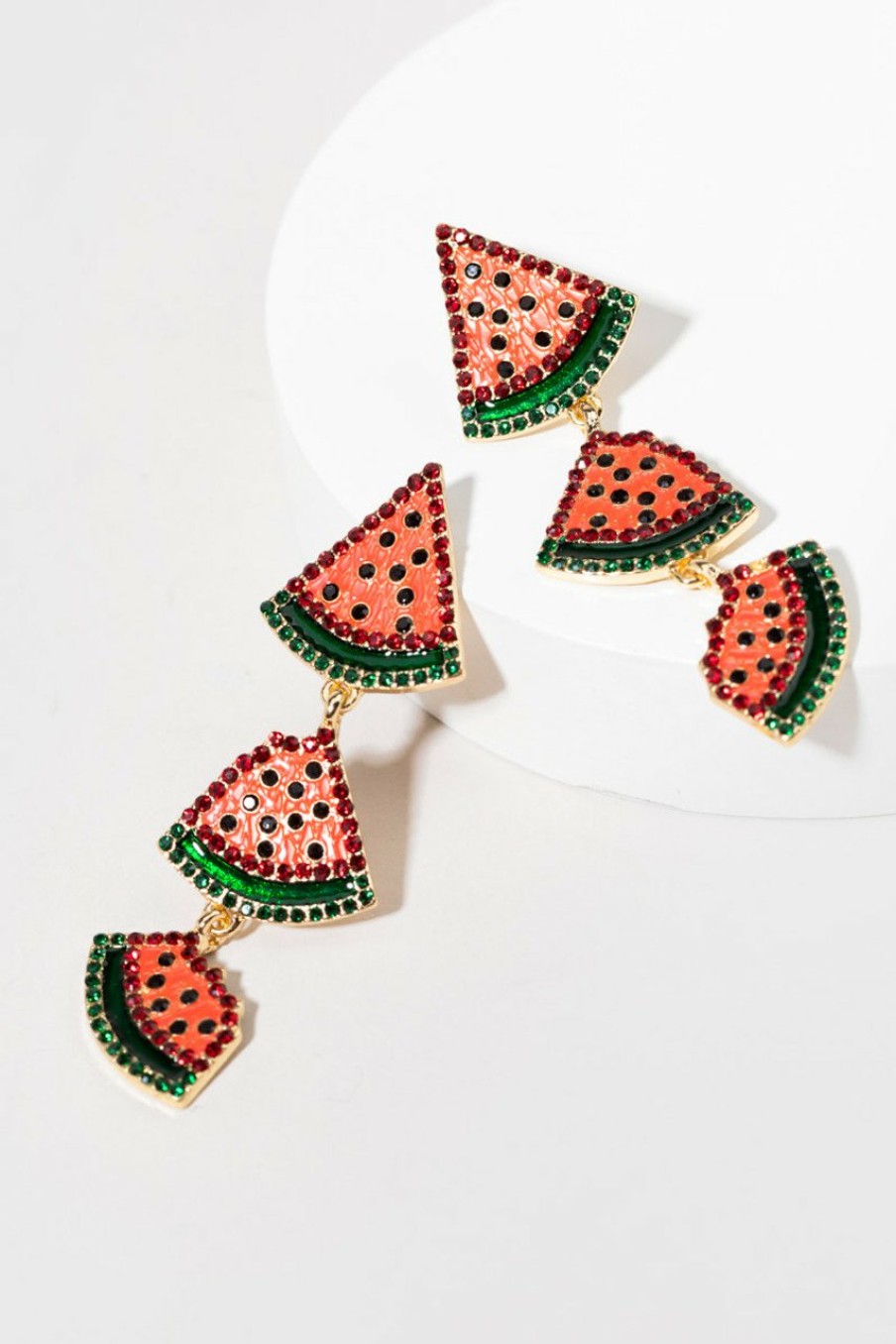 Francesca's Emily Glass Watermelon Earrings Red Earrings