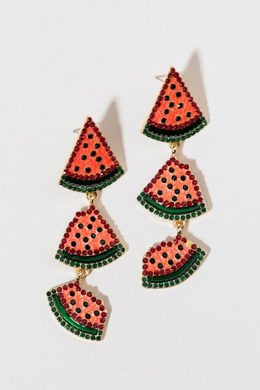 Francesca's Emily Glass Watermelon Earrings Red Earrings