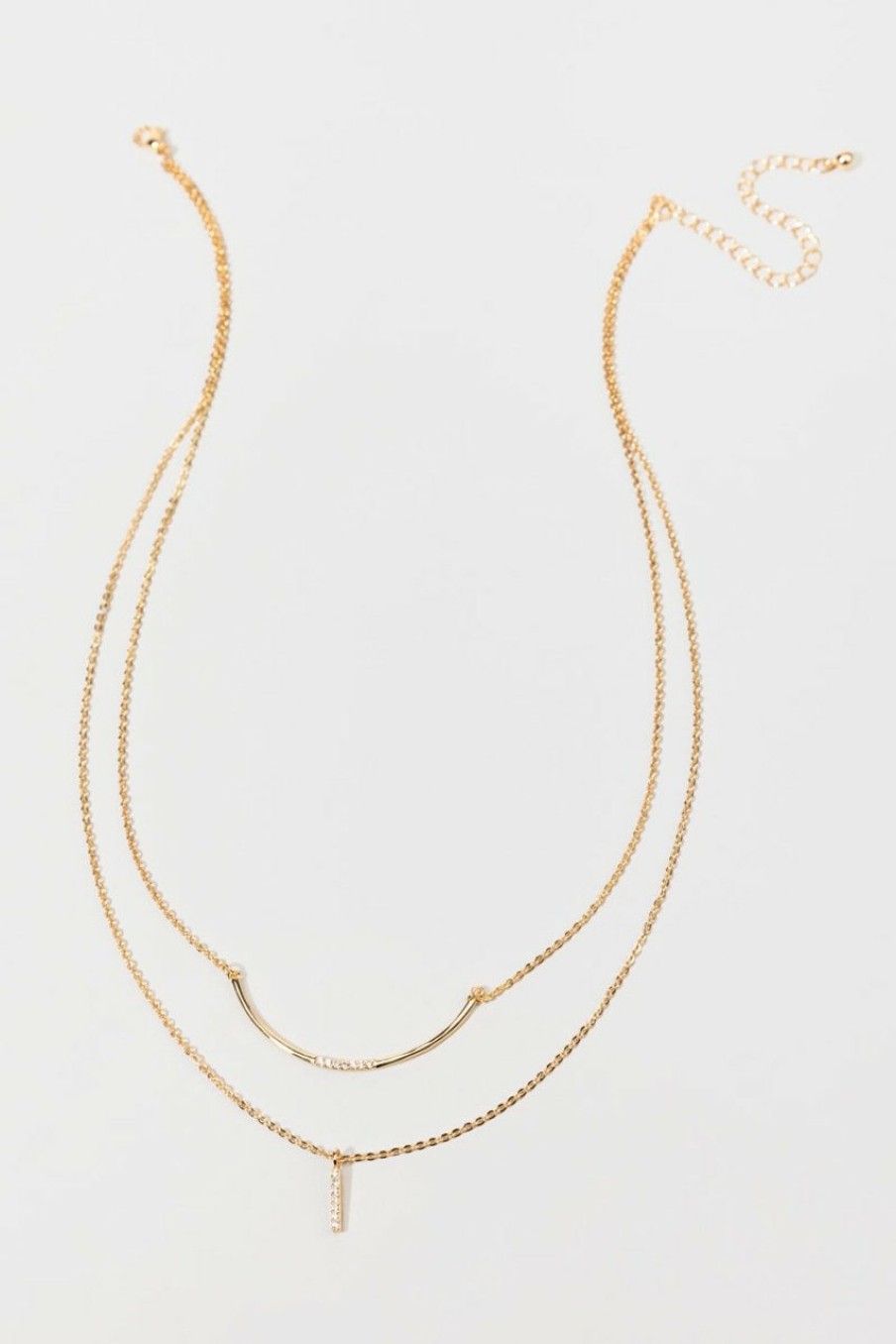 Francesca's Beverley Curved Bar Necklace Gold Necklaces